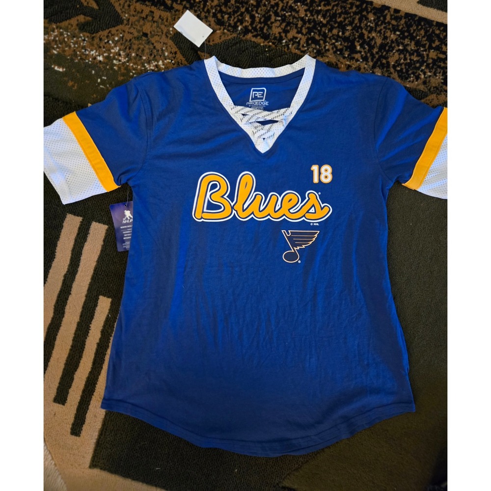 St. Louis Blues Vladimir Thomas #18 Pro Edge NHL Hockey T-Shirt - Women New
